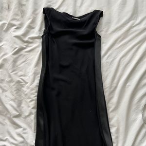 90’s Vintage DKNY Black Dress with Leather Detail